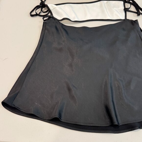 NWT Meshki Veda Two Tone Cutout Strappy Satin Mini Dress White Black New XXL - Picture 6 of 9